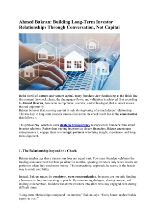 Ahmed Bakran on Investor Relations: Conversations Over Capital — The New Paradig