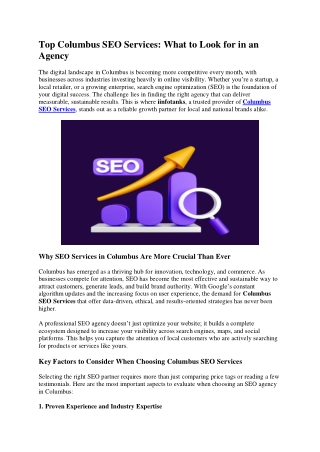 Top Columbus SEO Services What to Look for in an Agency