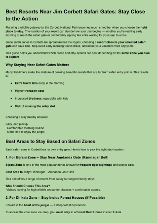 Best Resorts Near Jim Corbett Safari Gates_ Stay Close to the Action