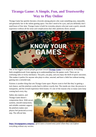 Tiranga Game: A Simple, Fun, and Trustworthy Way to Play Online