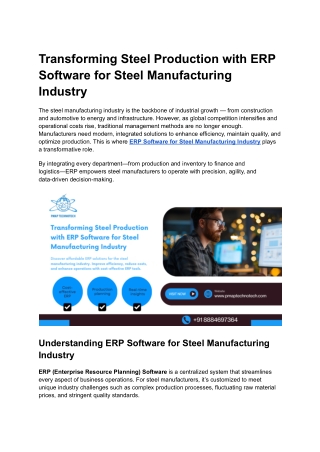 Transforming Steel Production with ERP Software for Steel Manufacturing Industry