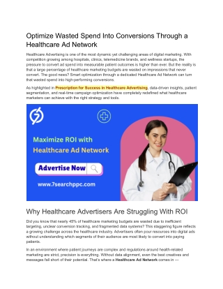 Optimize Wasted Spend Into Conversions Through a Healthcare Ad Network