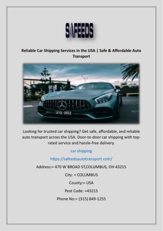 Reliable Car Shipping Services in the USA | Safe & Affordable Auto Transport