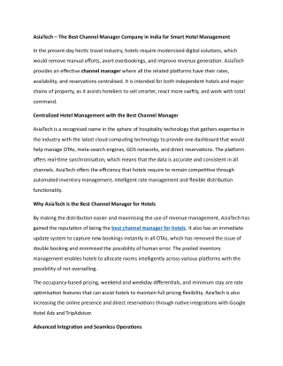 AsiaTech – Best Channel Manager for Hotels