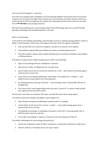 How to Get Lords Exchange ID