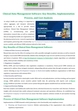 Clinical Data Management Software Key Benefits, Implementation Process, and Cost Analysis