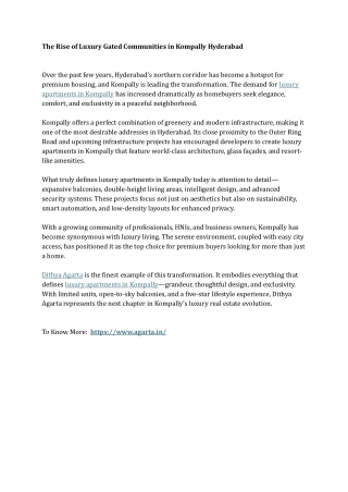 The Rise of Luxury Gated Communities in Kompally Hyderabad