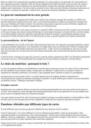 L'impact émotionnel d'une carte bien choisie sur ses destinataires.