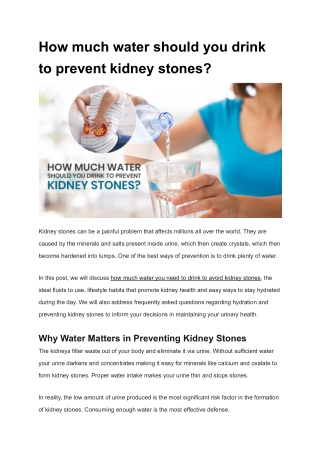 How much water should you drink to prevent kidney stones_