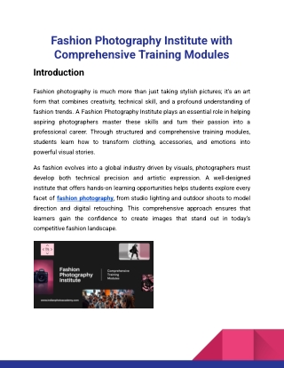 Fashion Photography Institute with Comprehensive Training Modules_Indian Photo Academy
