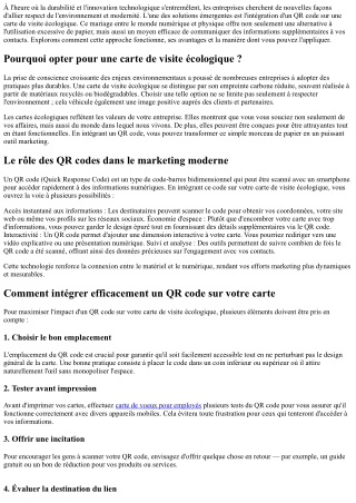 Une carte qui parle : intégrer un QR code sur votre carte écologique.