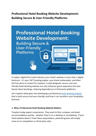 Professional Hotel Booking Website Development: Building Secure & User-Friendly