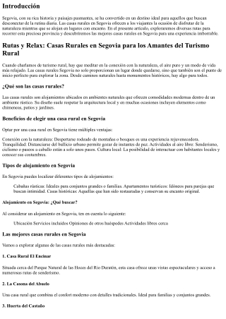 Rutas y Relax: Alojamientos en Segovia para los Amantes del Turismo Rural