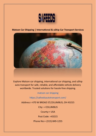 Matson Car Shipping | International & uShip Car Transport Services