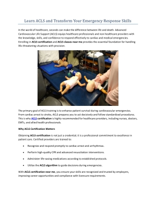 Learn ACLS and Transform Your Emergency Response Skills