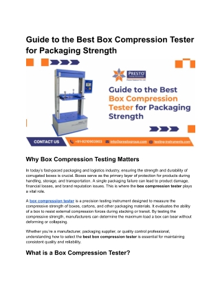 Guide to the Best Box Compression Tester for Packaging Strength