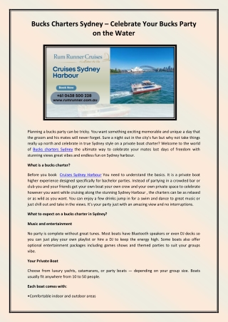 Cruises Sydney Harbour