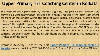 Upper Primary TET and CTET Coaching Center in Kolkata