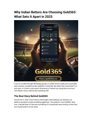 Why Indian Bettors Are Choosing Gold365 What Sets It Apart in 2025