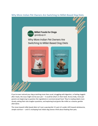 Why More Indian Pet Owners Are Switching to Millet-Based Dog Diets