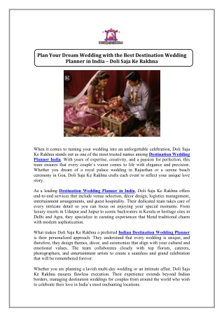Destination Wedding Planner India
