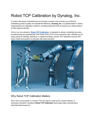 Robot TCP Calibration by Dynalog, Inc