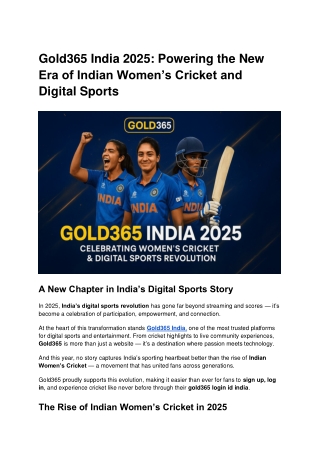 Gold365 India 2025_ Powering the New Era of Indian Women’s Cricket and Digital Sports