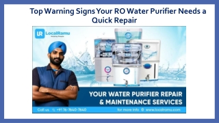 Top Warning Signs Your RO Water Purifier Needs a Quick Repair