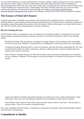 OneCall Cleaners: Committed to Delivering Spotless Results Every Time!