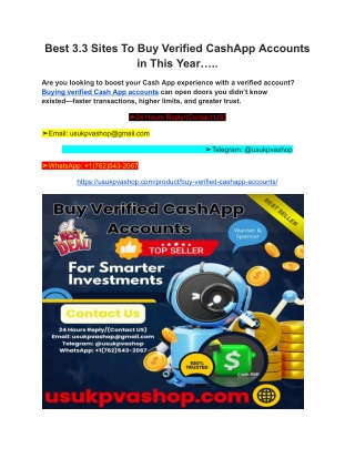 Best 3.3 Sites To Buy Verified CashApp Accounts in This Year…..