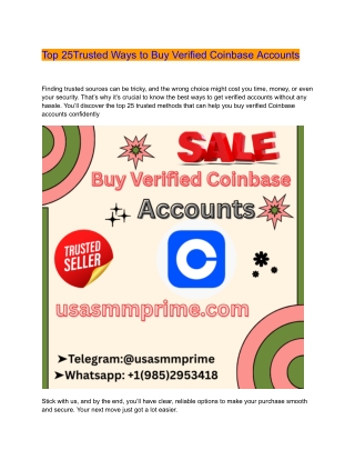 Top 25Trusted Ways to Buy Verified Coinbase Accounts