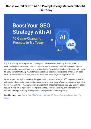 Boost Your SEO with AI: 10 Prompts Every Marketer Should Use Today