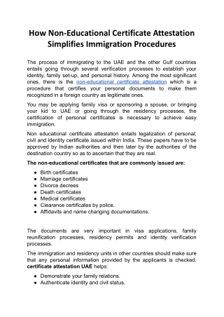 Understand how non-educational certificate attestation helps immigration