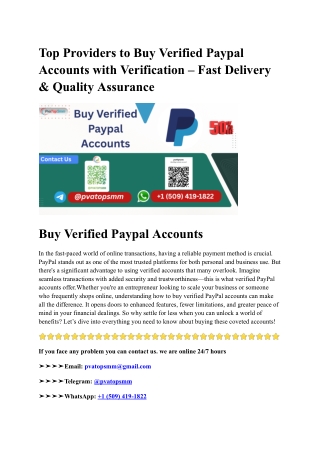 Top Providers to Buy Verified Paypal Accounts with Verification – Fast Delivery & Quality Assurance