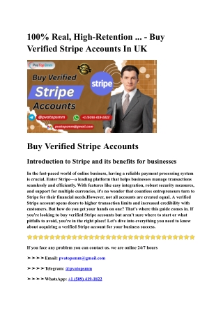 100% Real, High-Retention ... - Buy Verified Stripe Accounts In UK