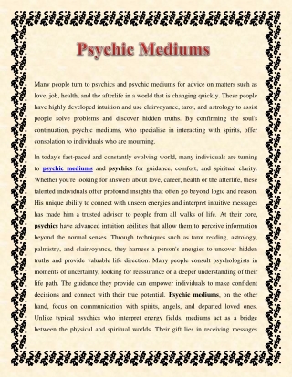 Psychic Mediums