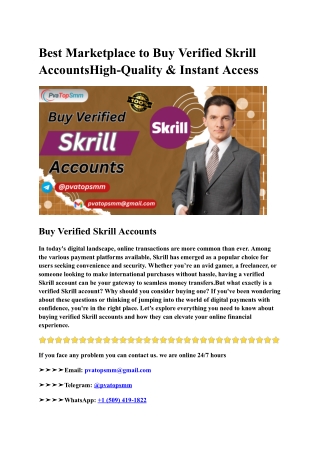 Best Marketplace to Buy Verified Skrill Accounts High-Quality & Instant Access