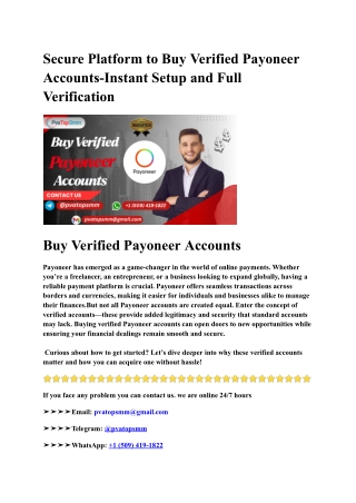 Secure Platform to Buy Verified Payoneer Accounts-Instant Setup and Full Verification