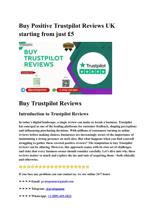 Buy Positive Trustpilot Reviews UK starting from just £5