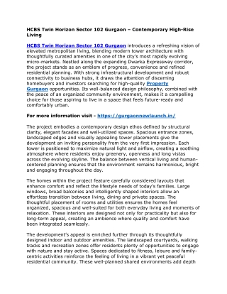 HCBS Twin Horizon Sector 102 Gurgaon – Contemporary High-Rise Living