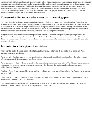 Innover avec les textures sur les cartes de visites vertes.