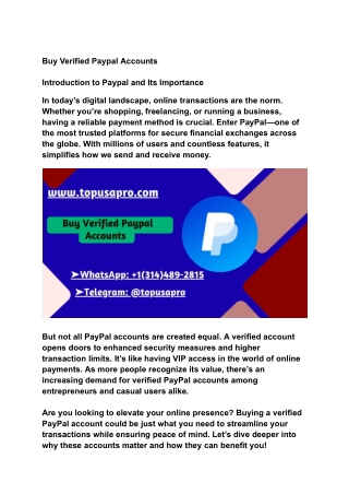 Buying Verified PayPal Accounts: A Safe and Easy Guide