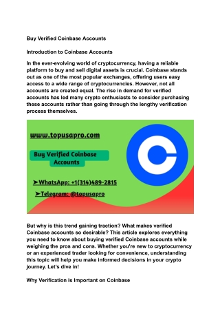 Buying a verified Coinbase account can be useful for many ...