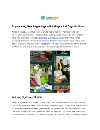 Empowering Lives — Refugee Support by ICNA Relief