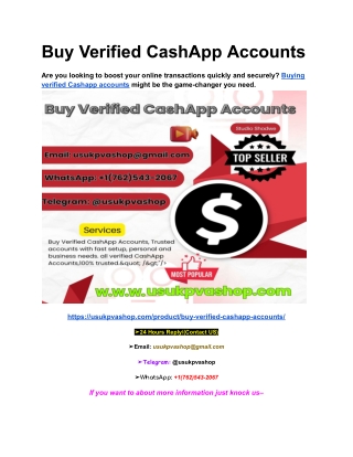 Buy Verified CashApp Accounts