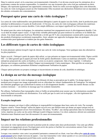 Écologie et business : l'importance des cartes de visite vertes