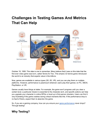 Challenges in Testing Games And Metrics That Can Help