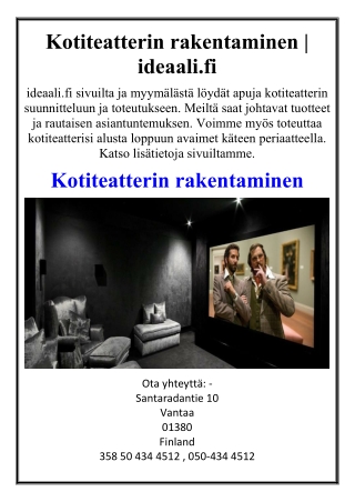 Kotiteatterin rakentaminen  ideaali.fi