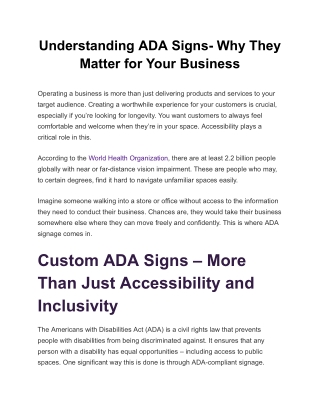 Understanding ADA Signs- Why They Matter for Your Business