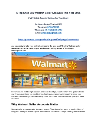 5 Top Sites Buy Walamrt Seller Accounts This Year 2025